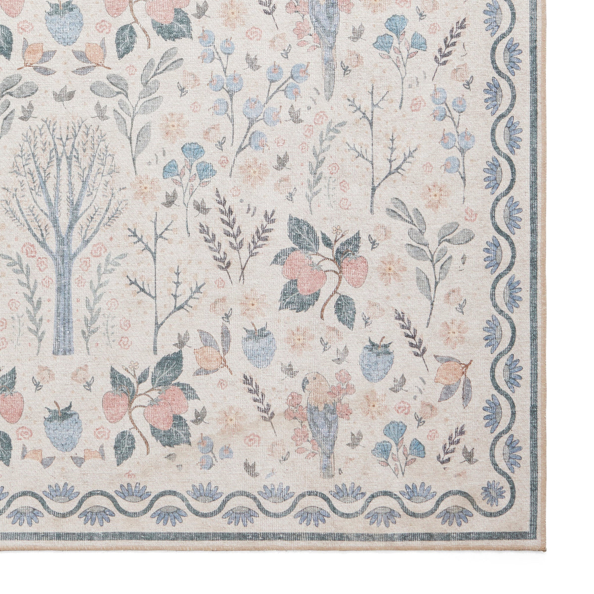 Emmie Washable Classic Floral Print Rug