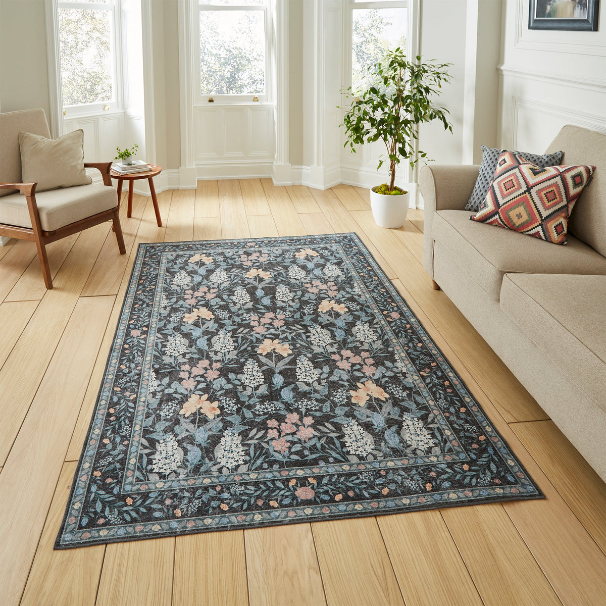 Mila Classic Floral Print Rug