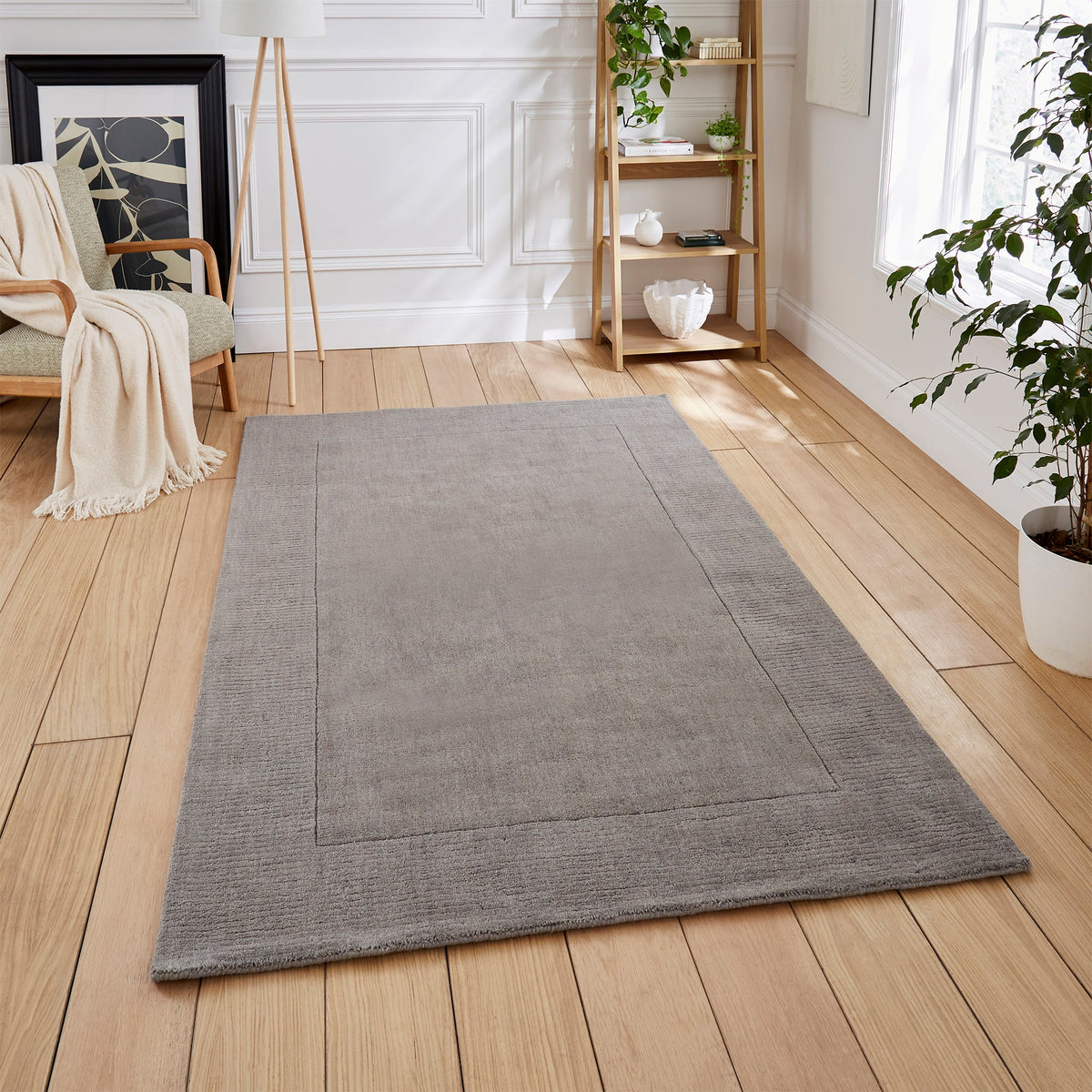 Lauder Plain Wool Border Rug