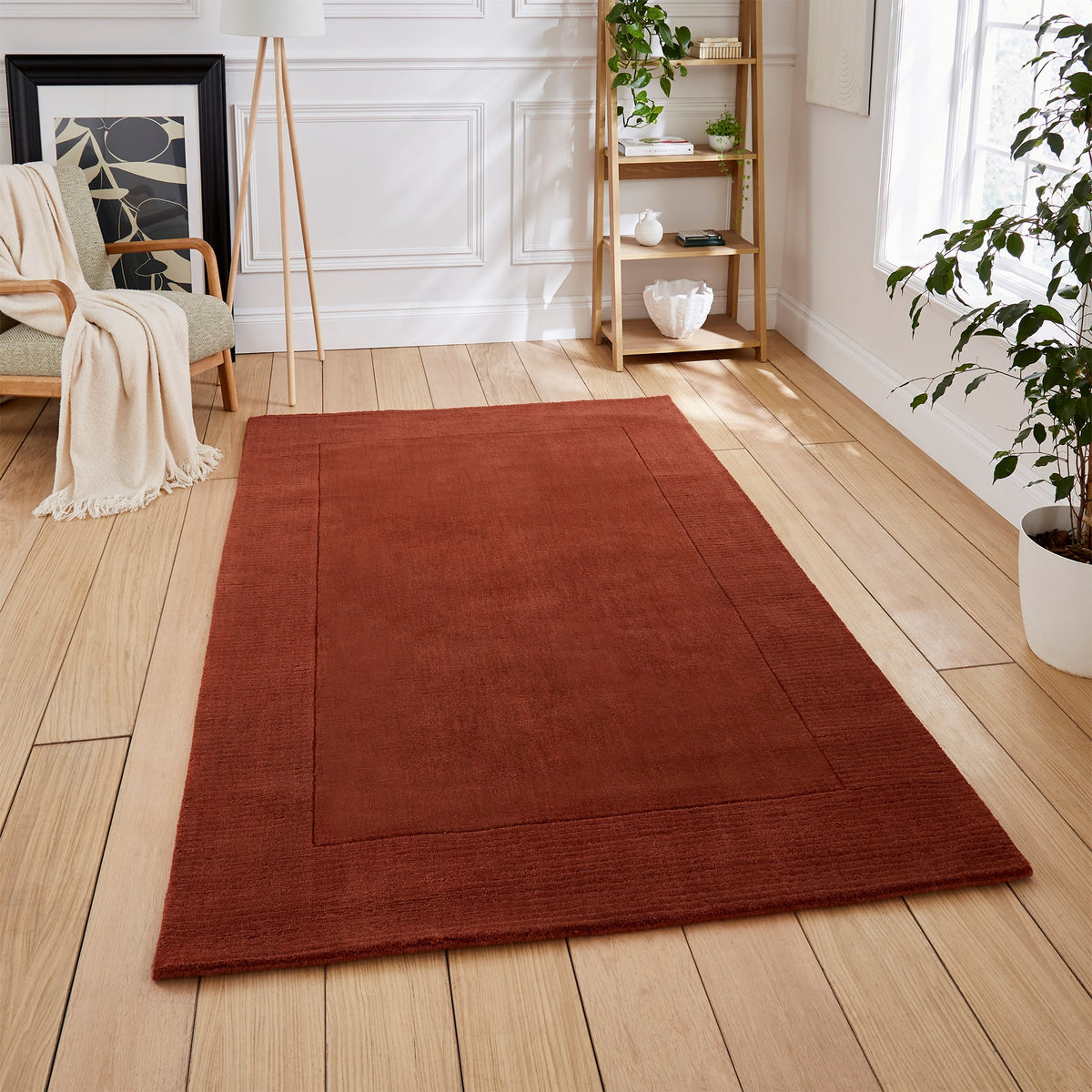 Lauder Plain Wool Border Rug