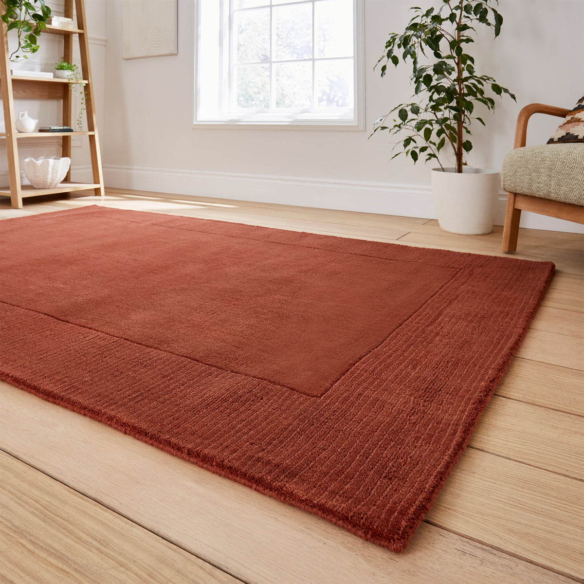 Lauder Plain Wool Border Rug