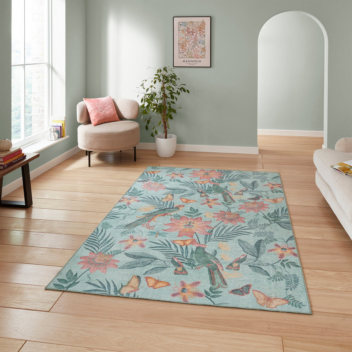 Amaya Tropical Birds Washable Rug