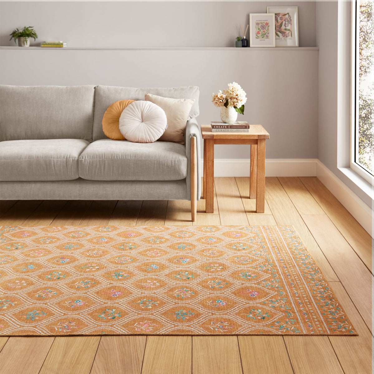 Cameo Floral Washable Rug