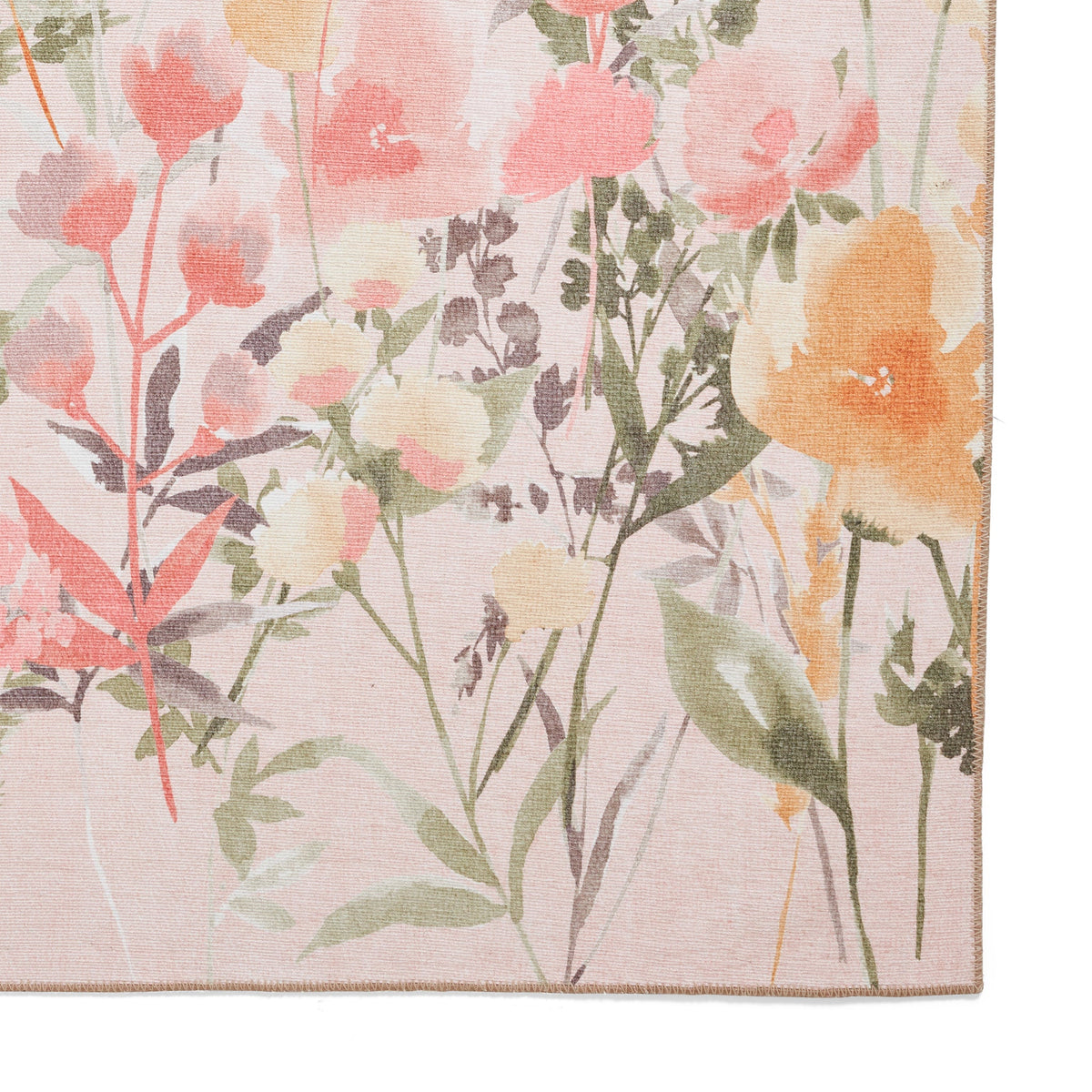 Country Floral Washable Rug