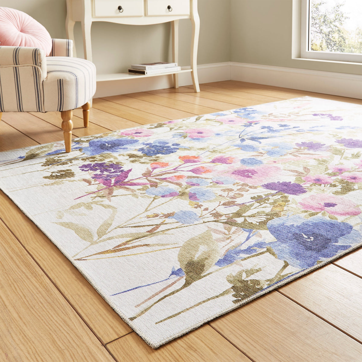 Country Floral Washable Rug