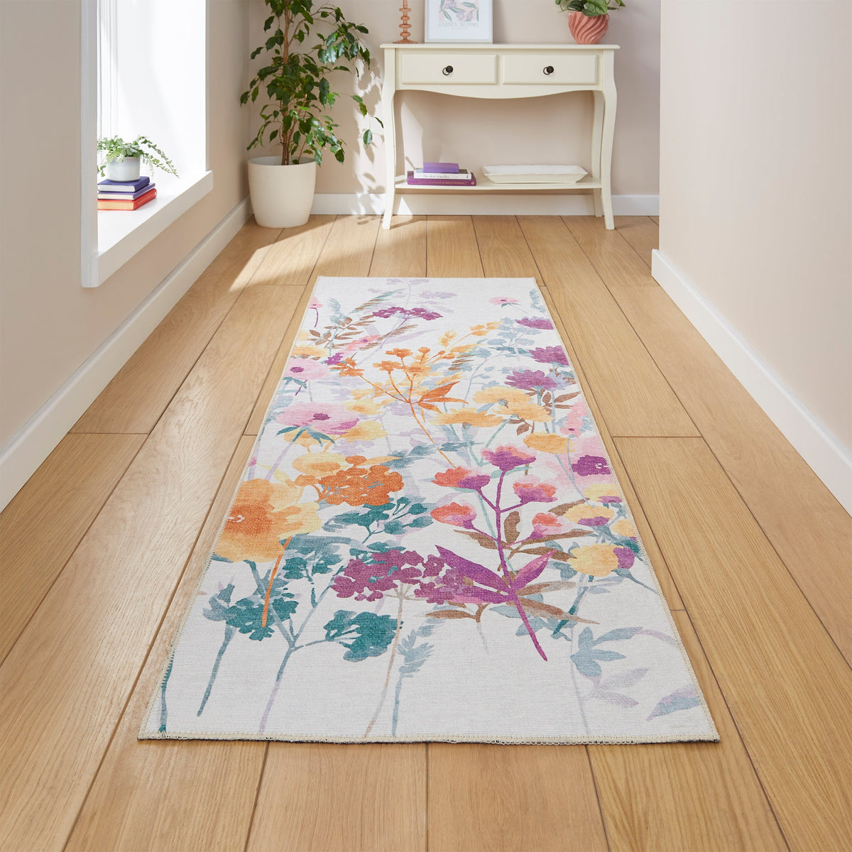 Country Floral Washable Rug