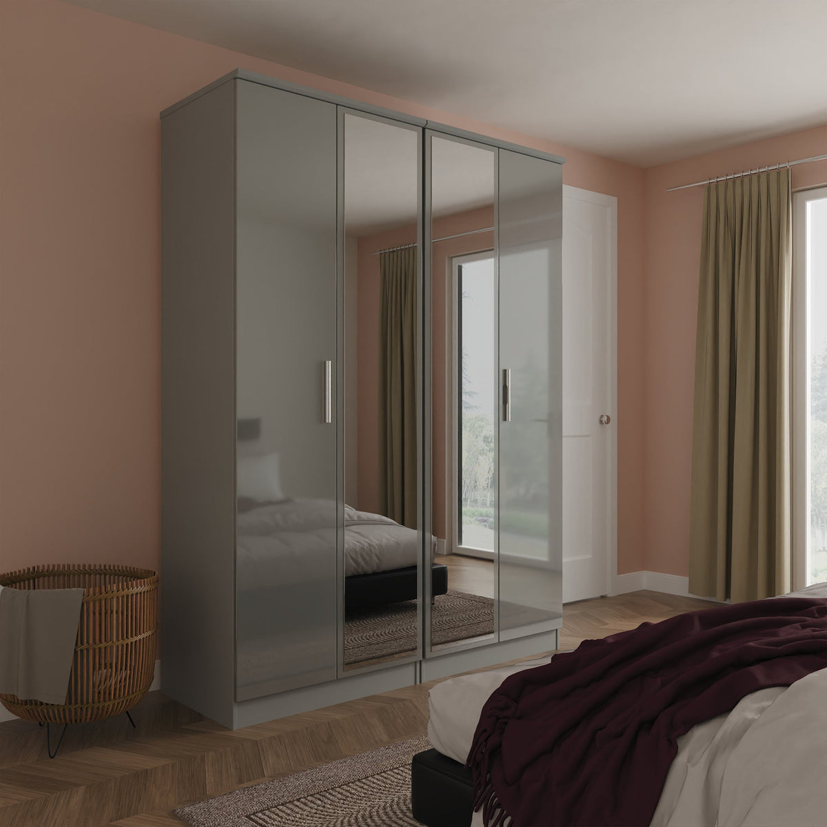Penmere 4 Door Mirrored Wardrobe