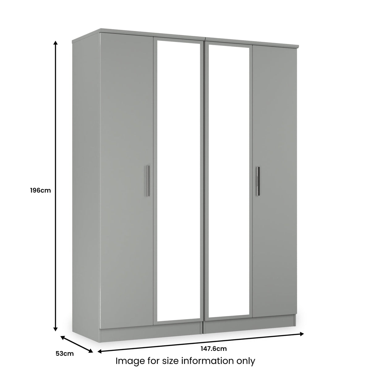 Penmere 4 Door Mirrored Wardrobe