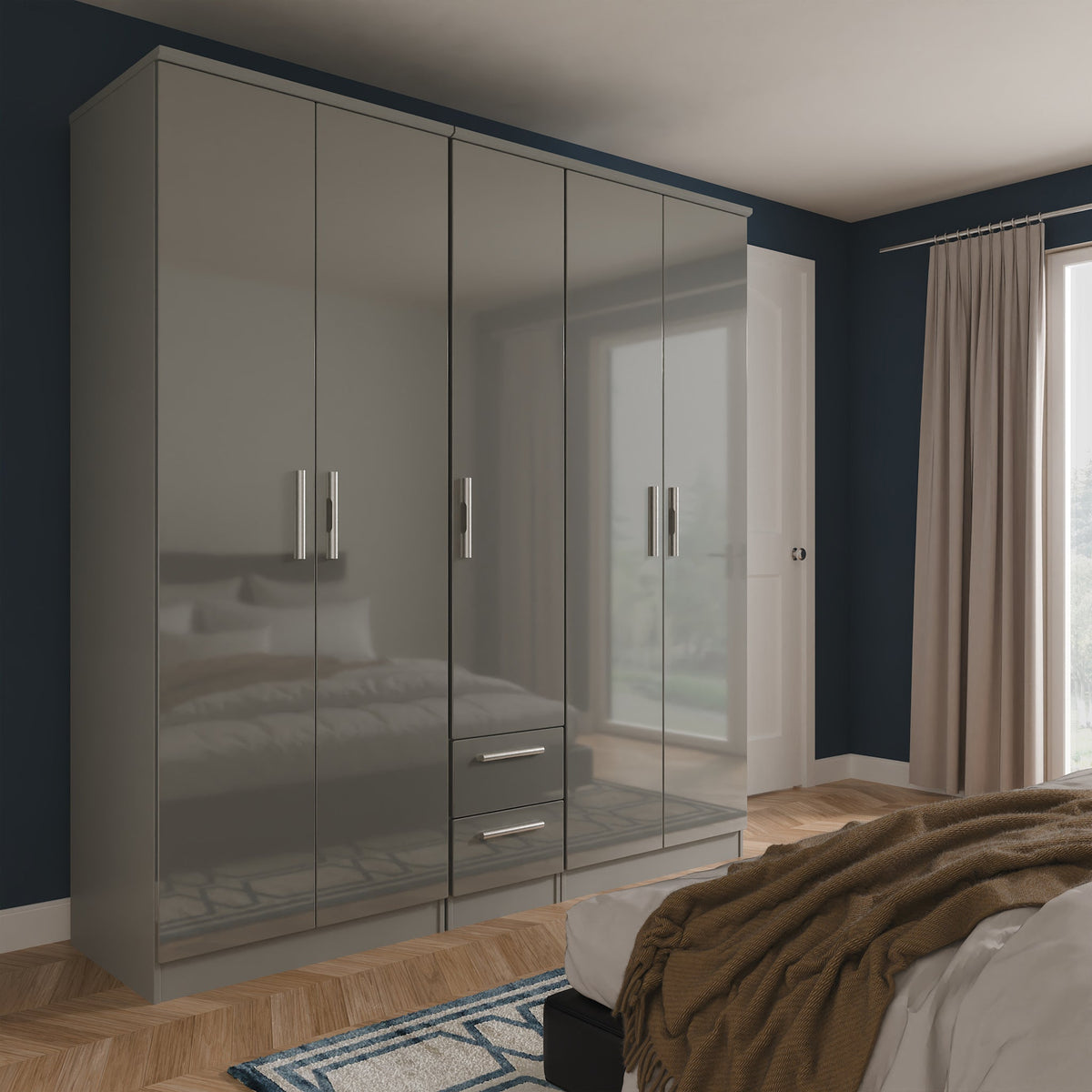 Penmere 5 Door Wardrobe With Drawers