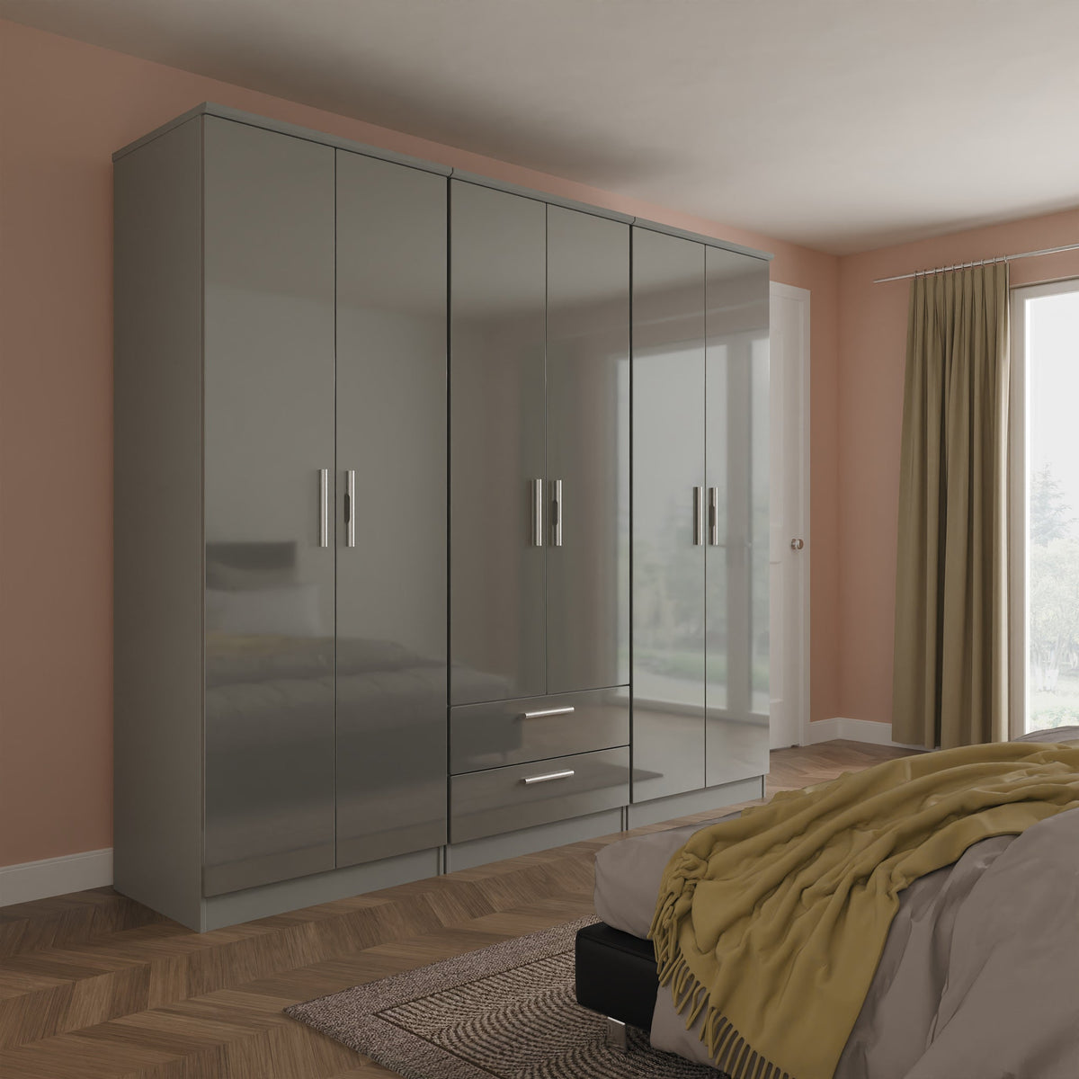 Penmere 6 Door Wardrobe With Drawers