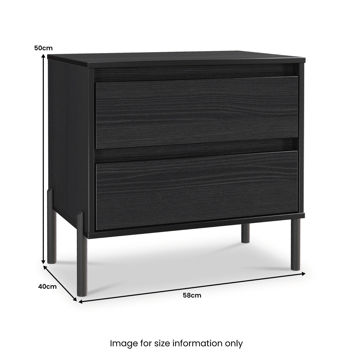 Axton 2 Drawer Wide Bedside Table
