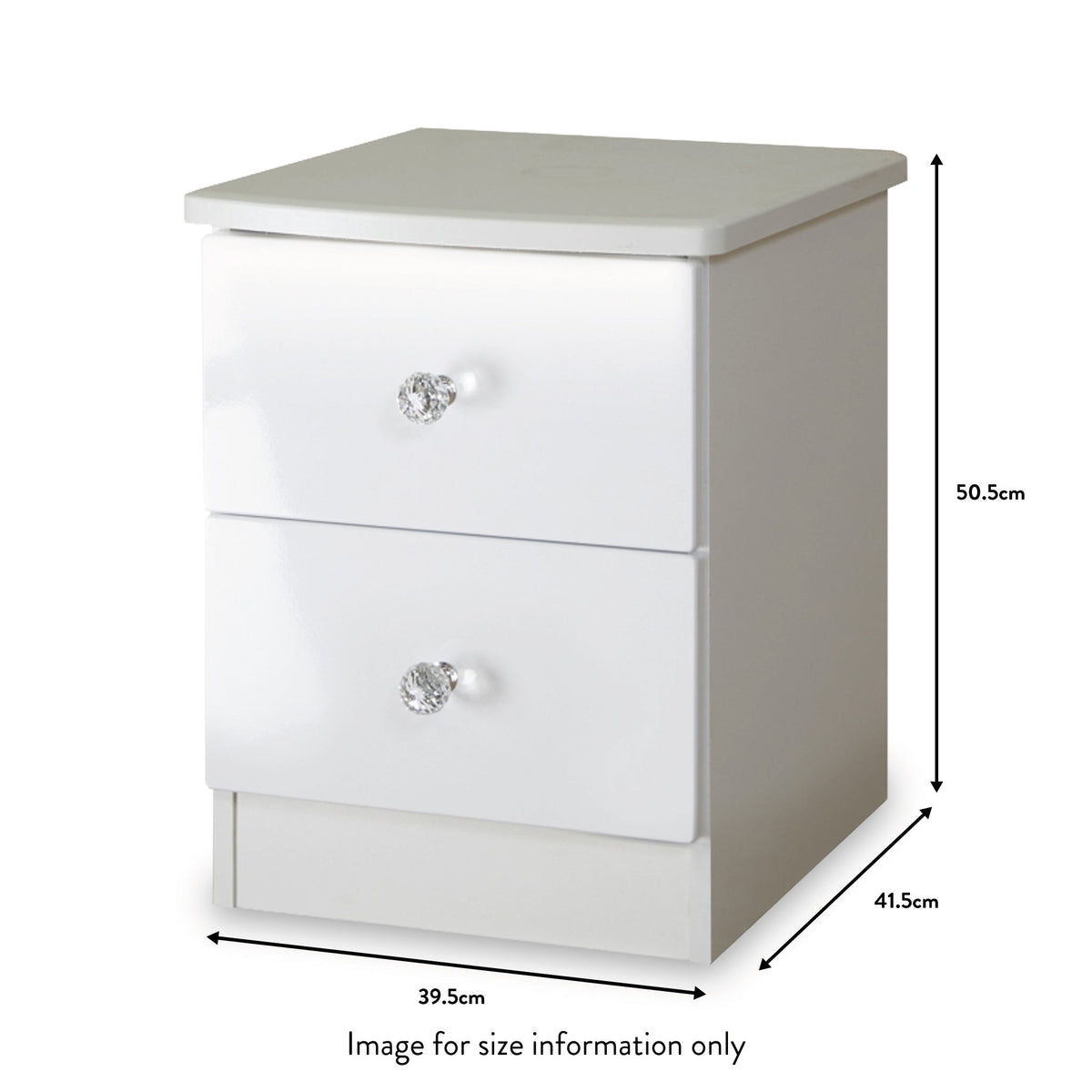 Aria White Gloss LED Lighting 2 Drawer Bedside Cabinet