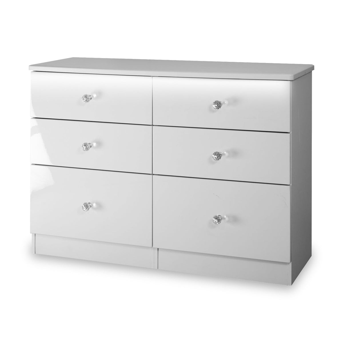 Aria White Gloss with LED Lighting 6 Drawer Wide Chest