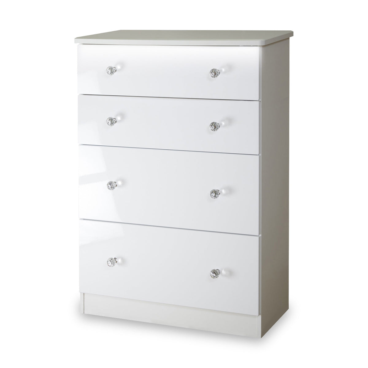 Aria White Gloss with LED Lighting 4 Drawer Deep Chest