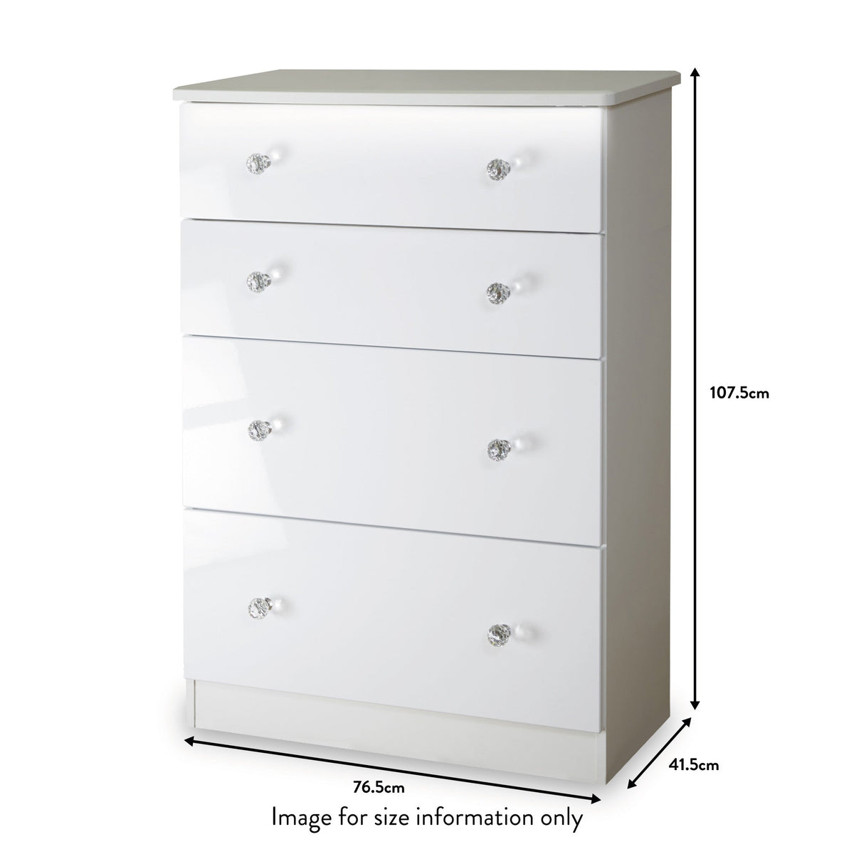 Aria White Gloss with LED Lighting 4 Drawer Deep Chest