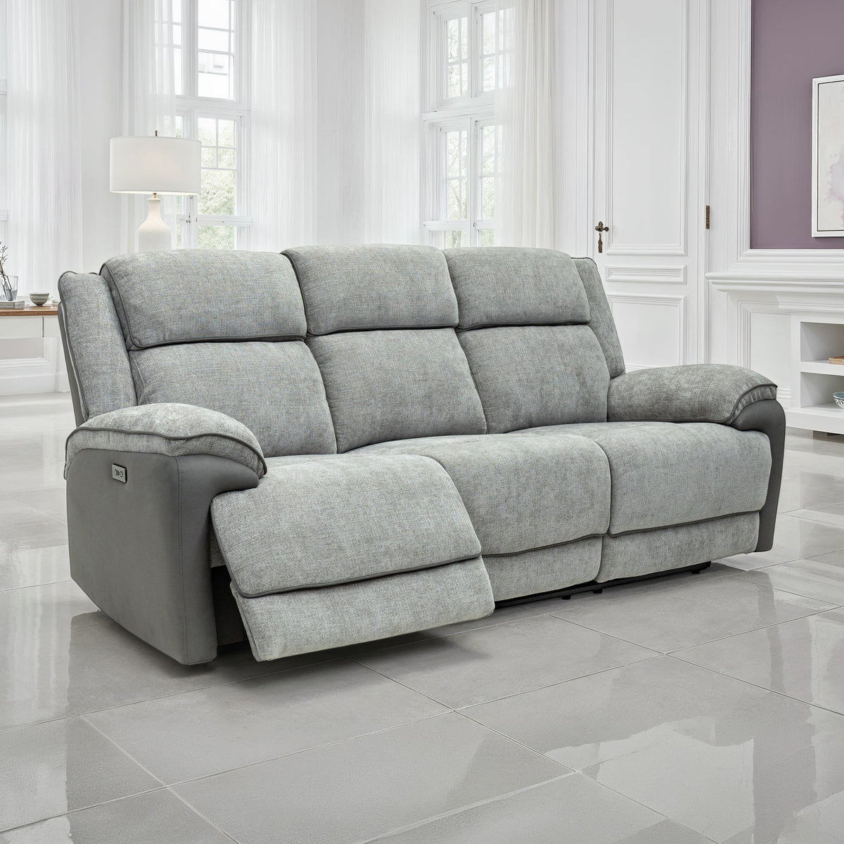 Marcell Power Recliner 3 Seater Sofa With Console