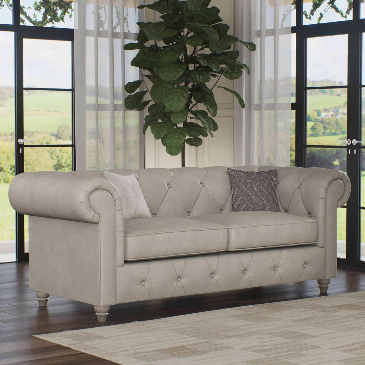 Everett Leather 3 Seater Sofa