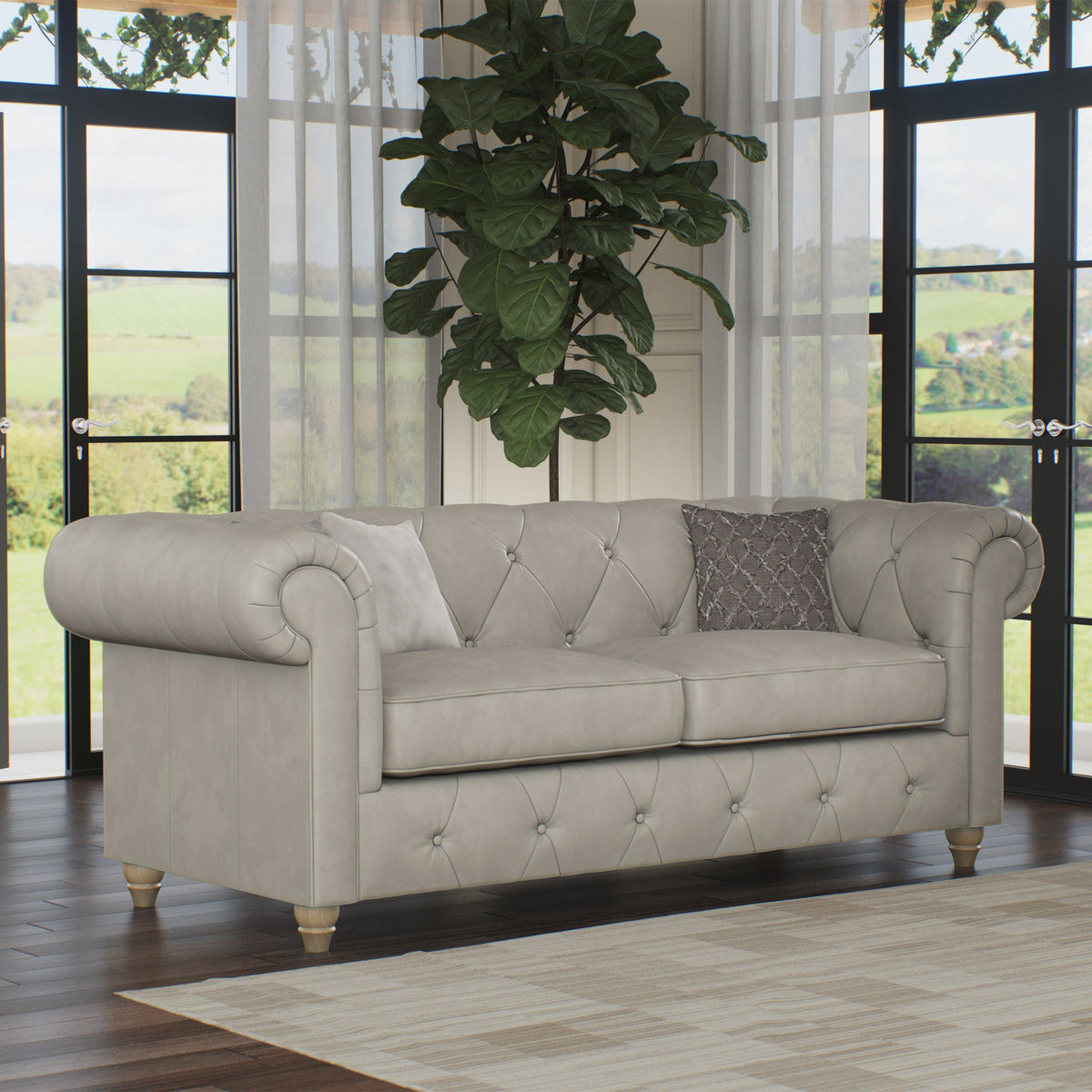Everett Leather 3 Seater Sofa