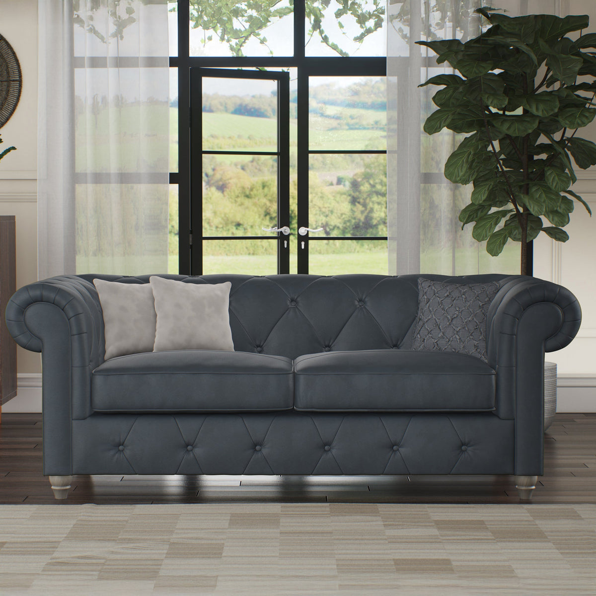 Everett Leather 3 Seater Sofa