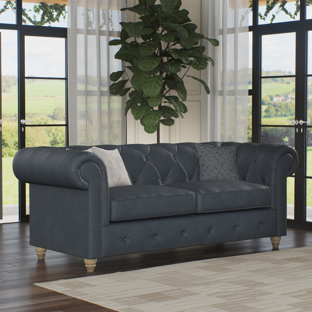 Everett Leather 3 Seater Sofa