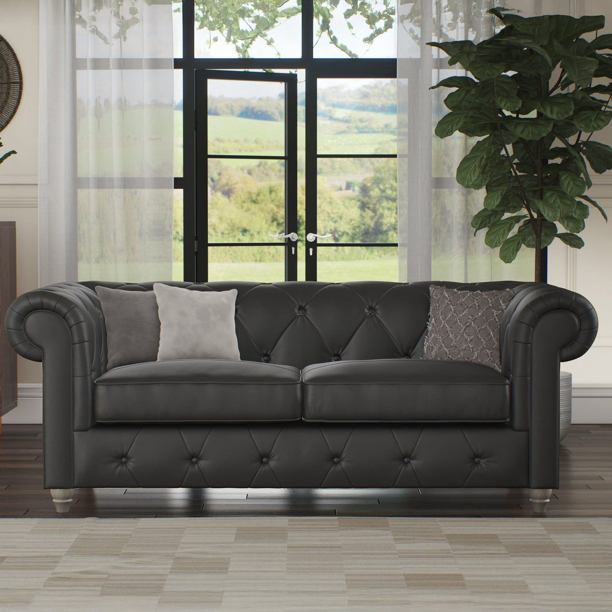 Everett Leather 3 Seater Sofa