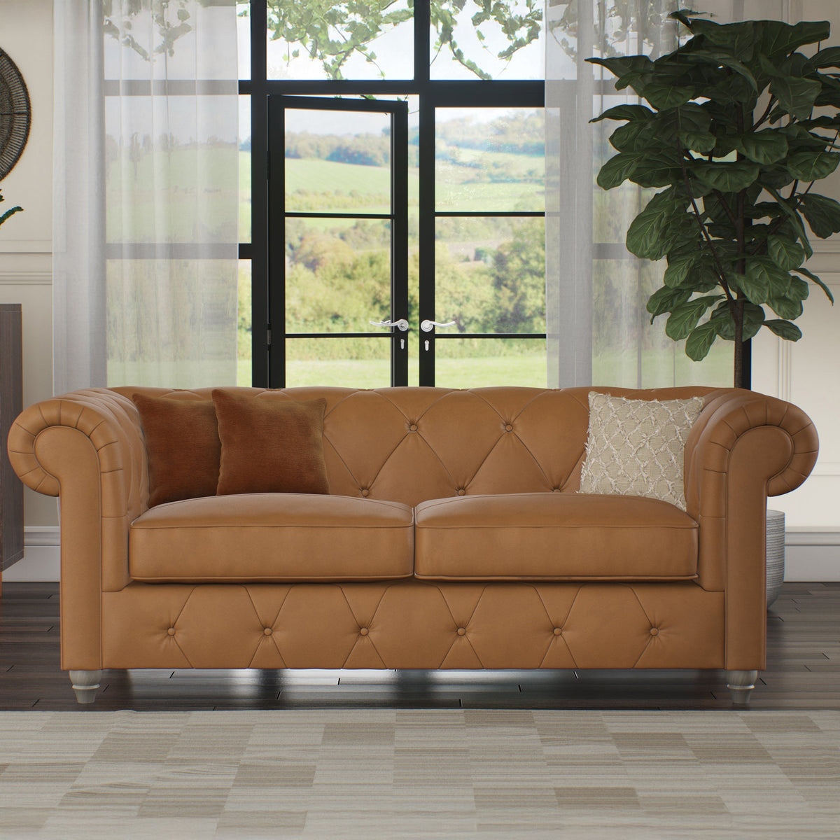 Everett Leather 3 Seater Sofa