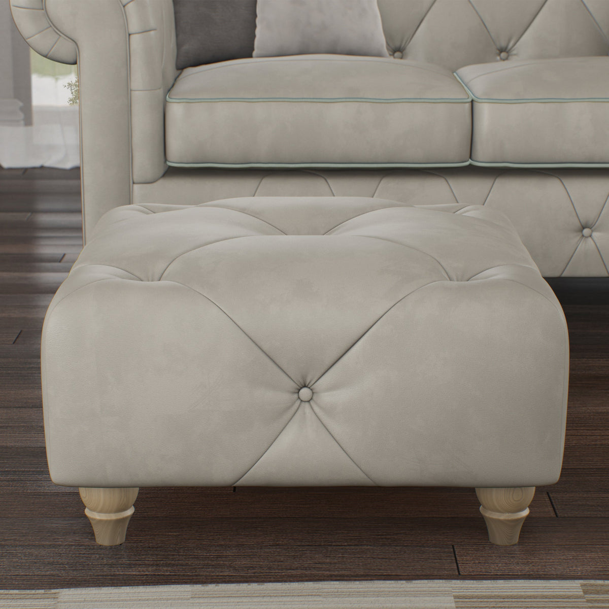 Everett Leather Button Top Footstool