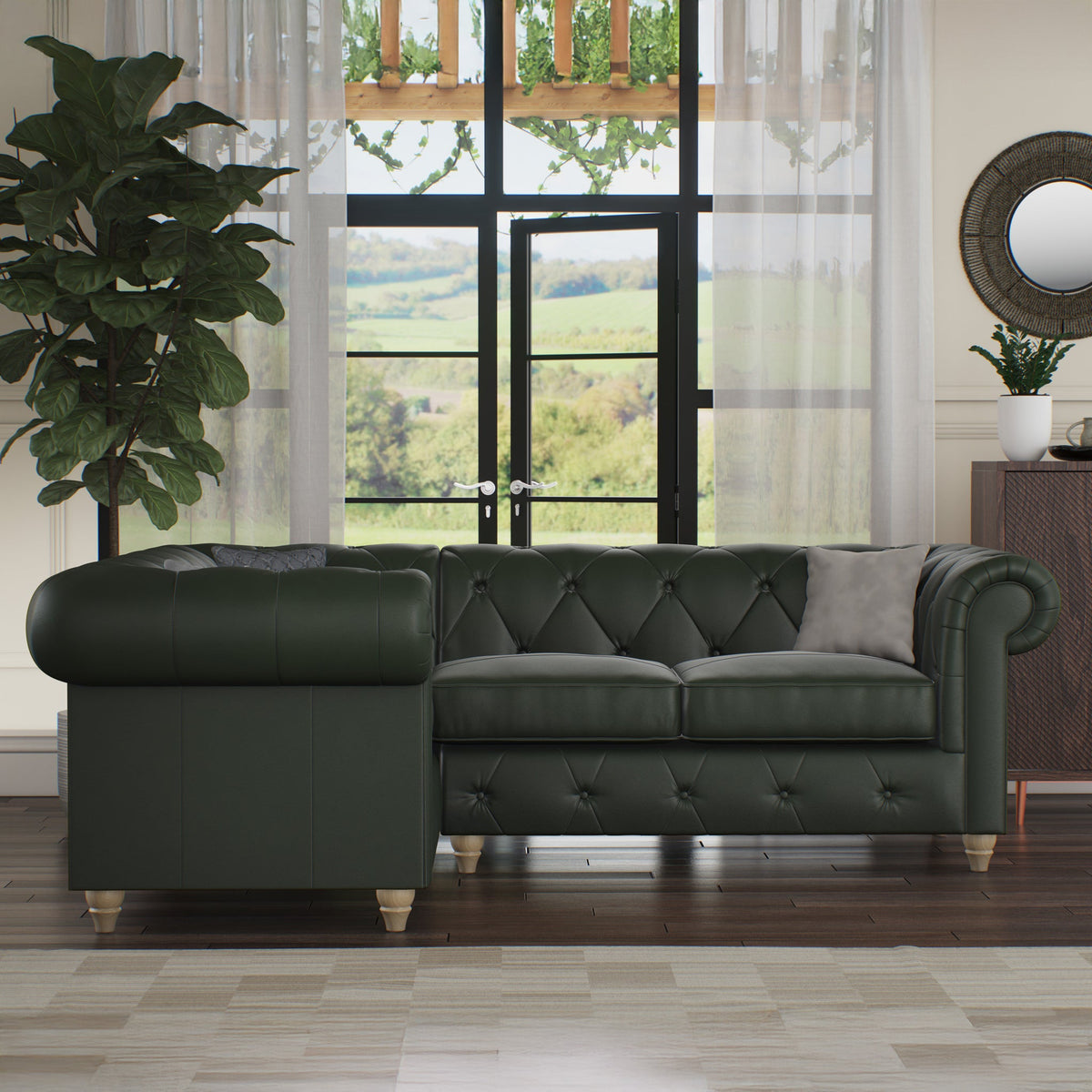 Everett Leather Corner Sofa