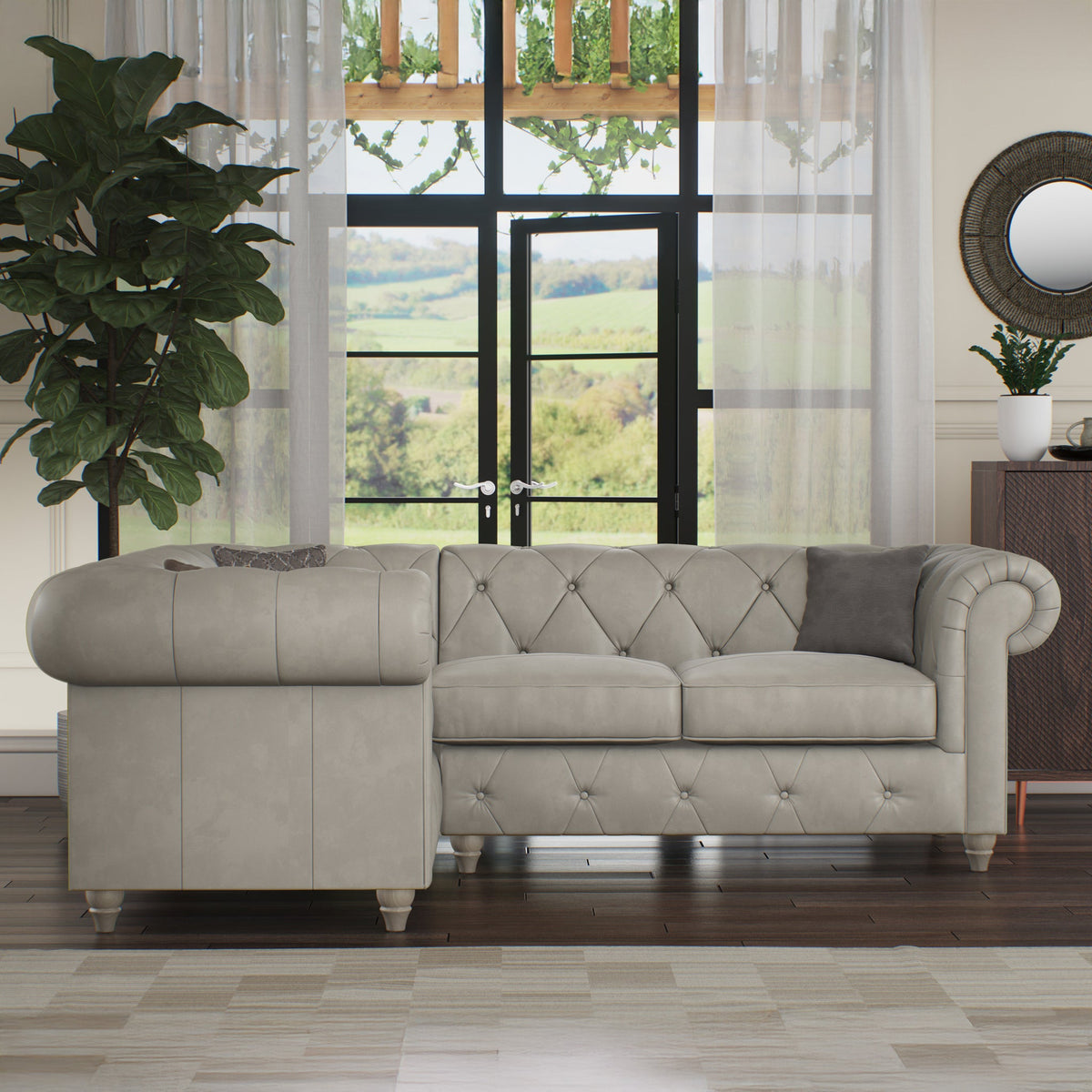 Everett Leather Corner Sofa