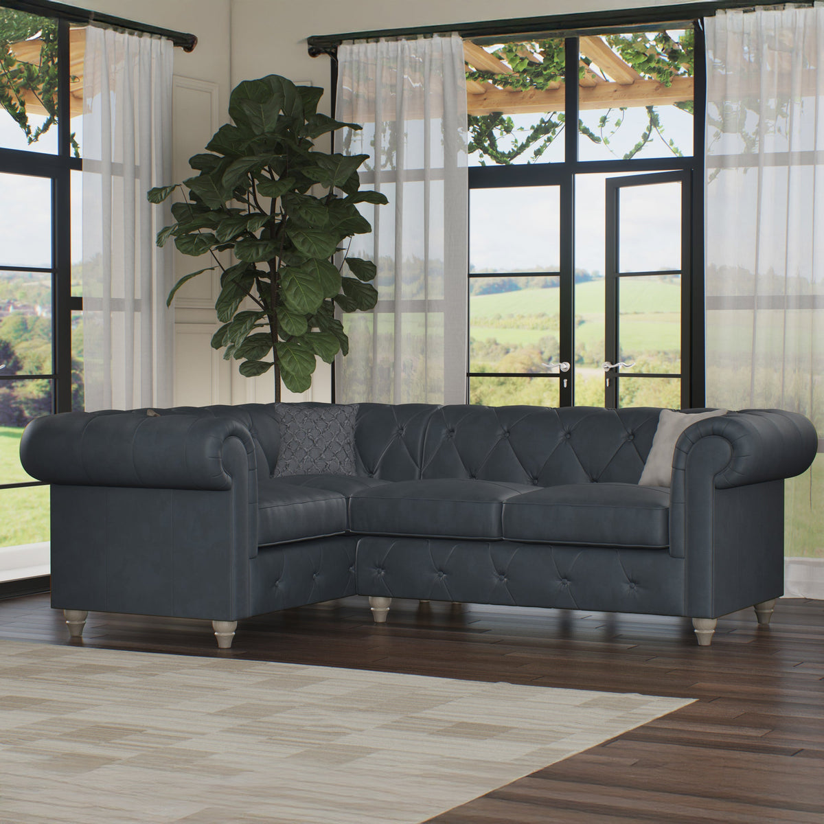 Everett Leather Corner Sofa