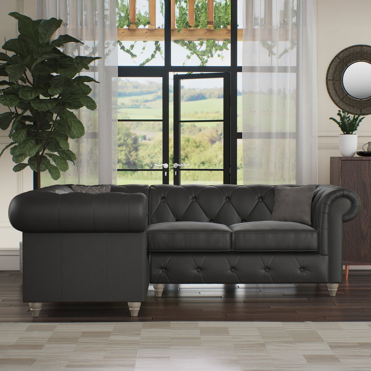 Everett Leather Corner Sofa