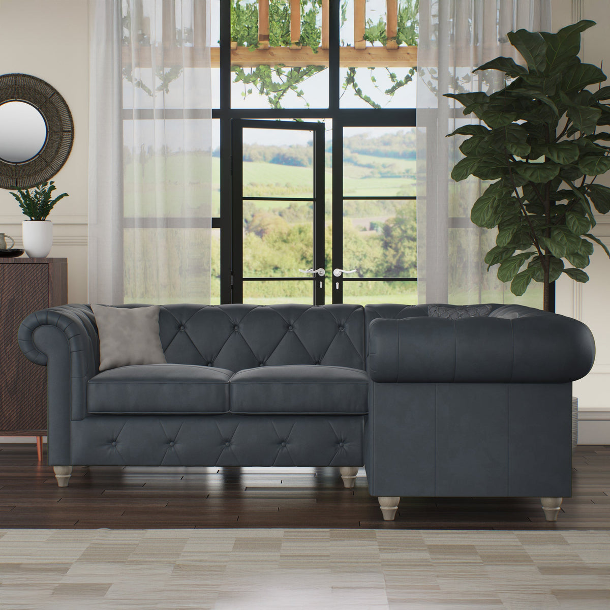 Everett Leather Corner Sofa