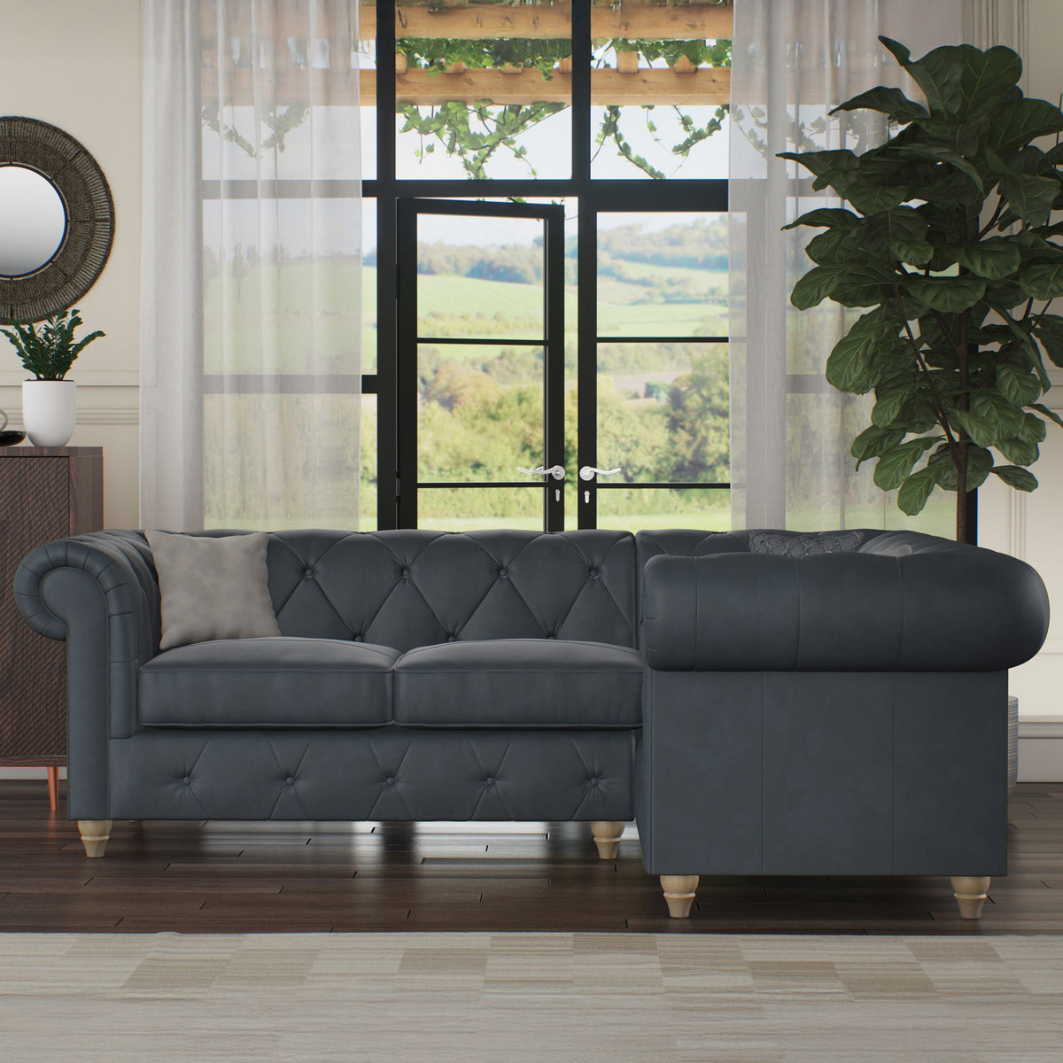 Everett Leather Corner Sofa