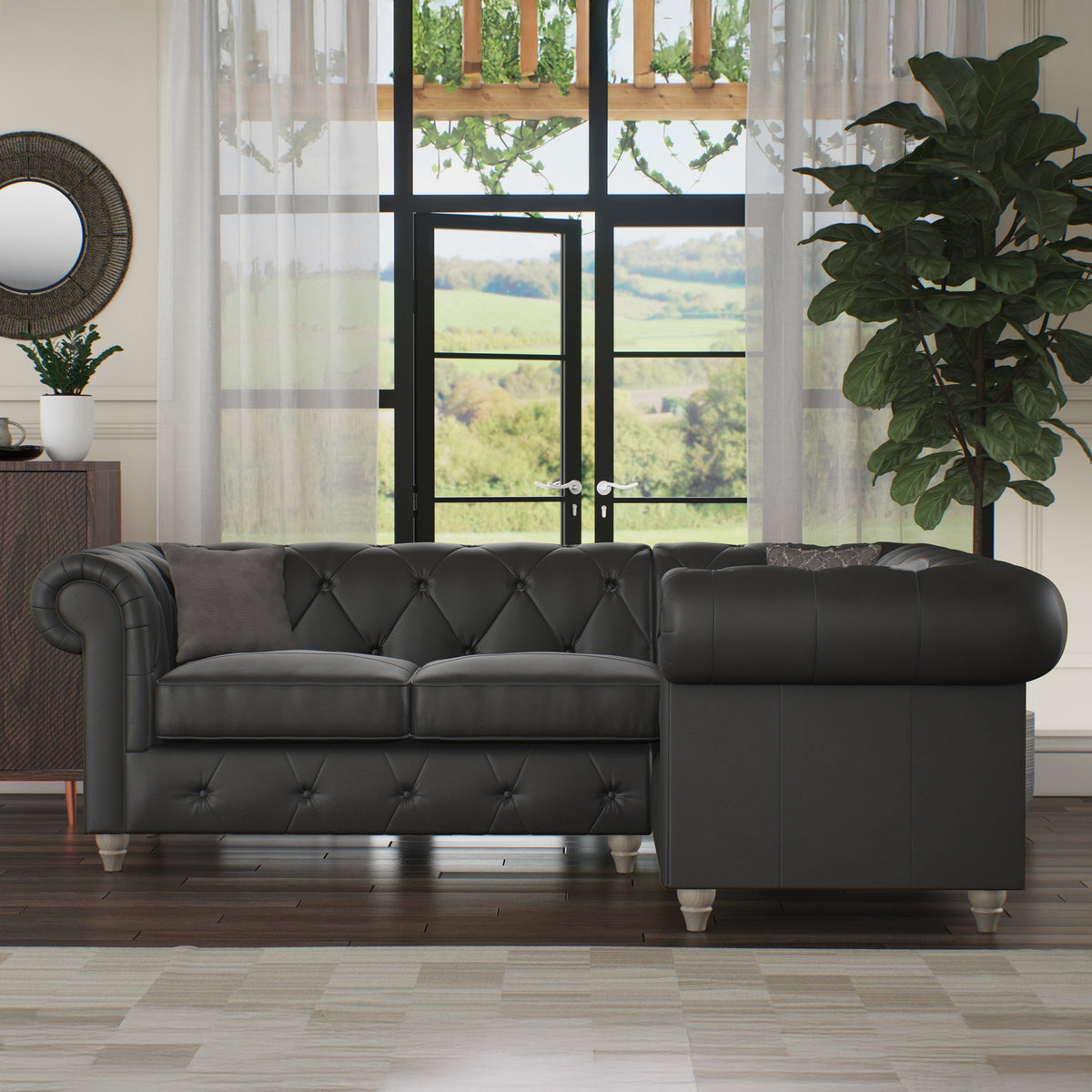 Everett Leather Corner Sofa