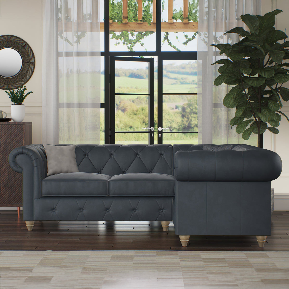 Everett Leather Corner Sofa
