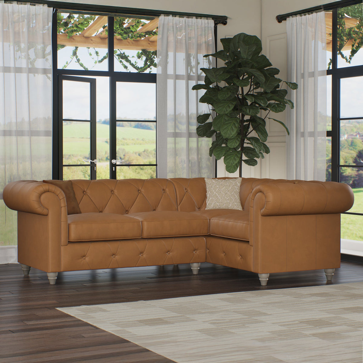 Everett Leather Corner Sofa