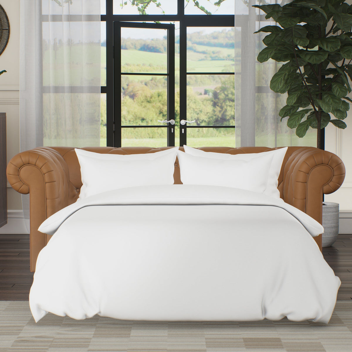 Everett Leather 3 Seater Sofa Bed