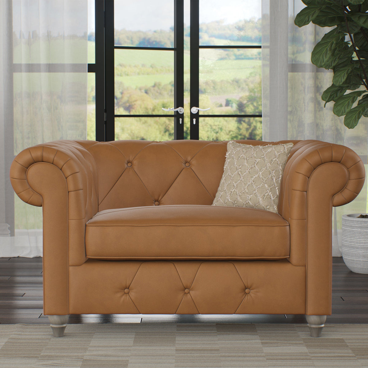 Everett Leather Snuggler Chair
