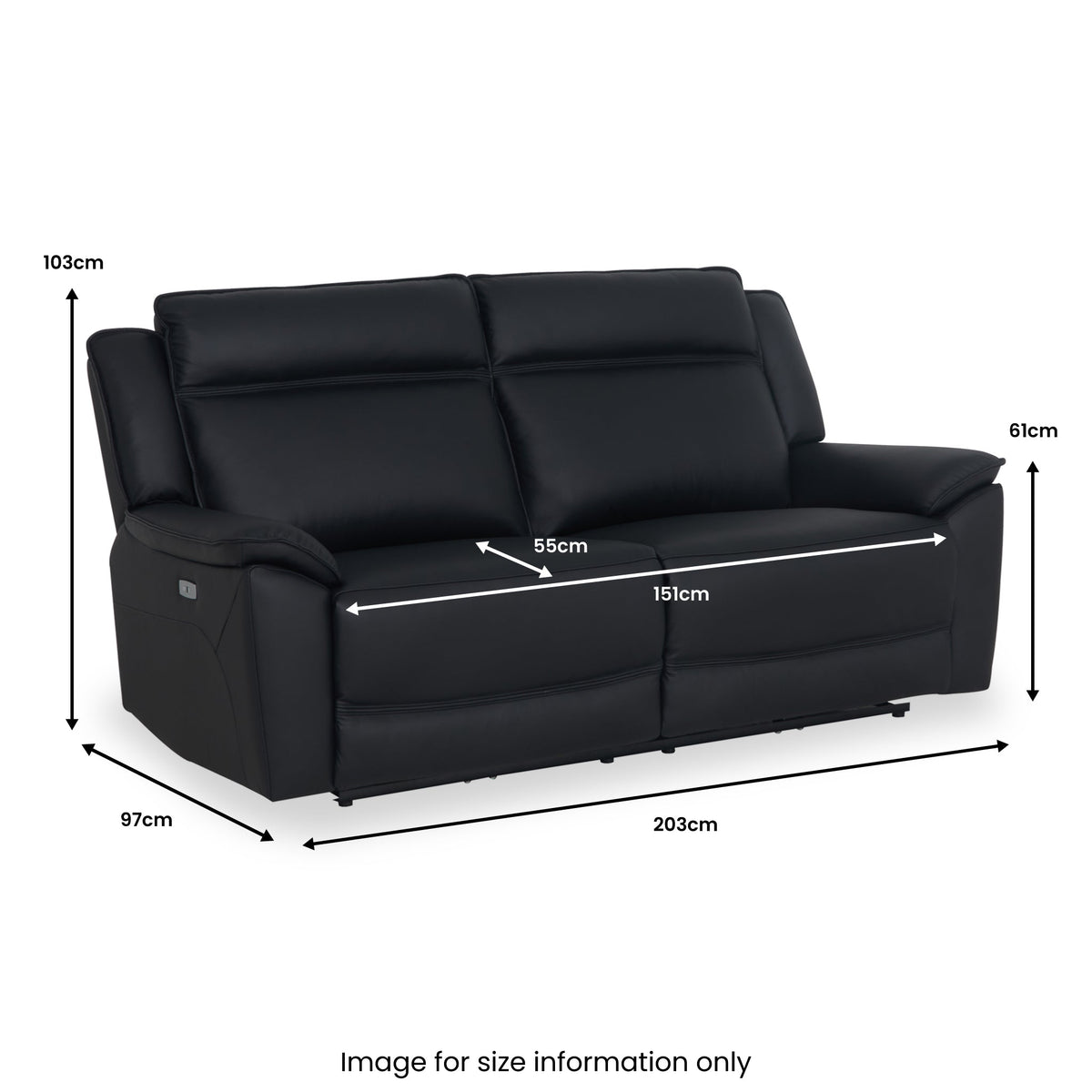 Alden Power Leather Recliner 3 Seater Sofa