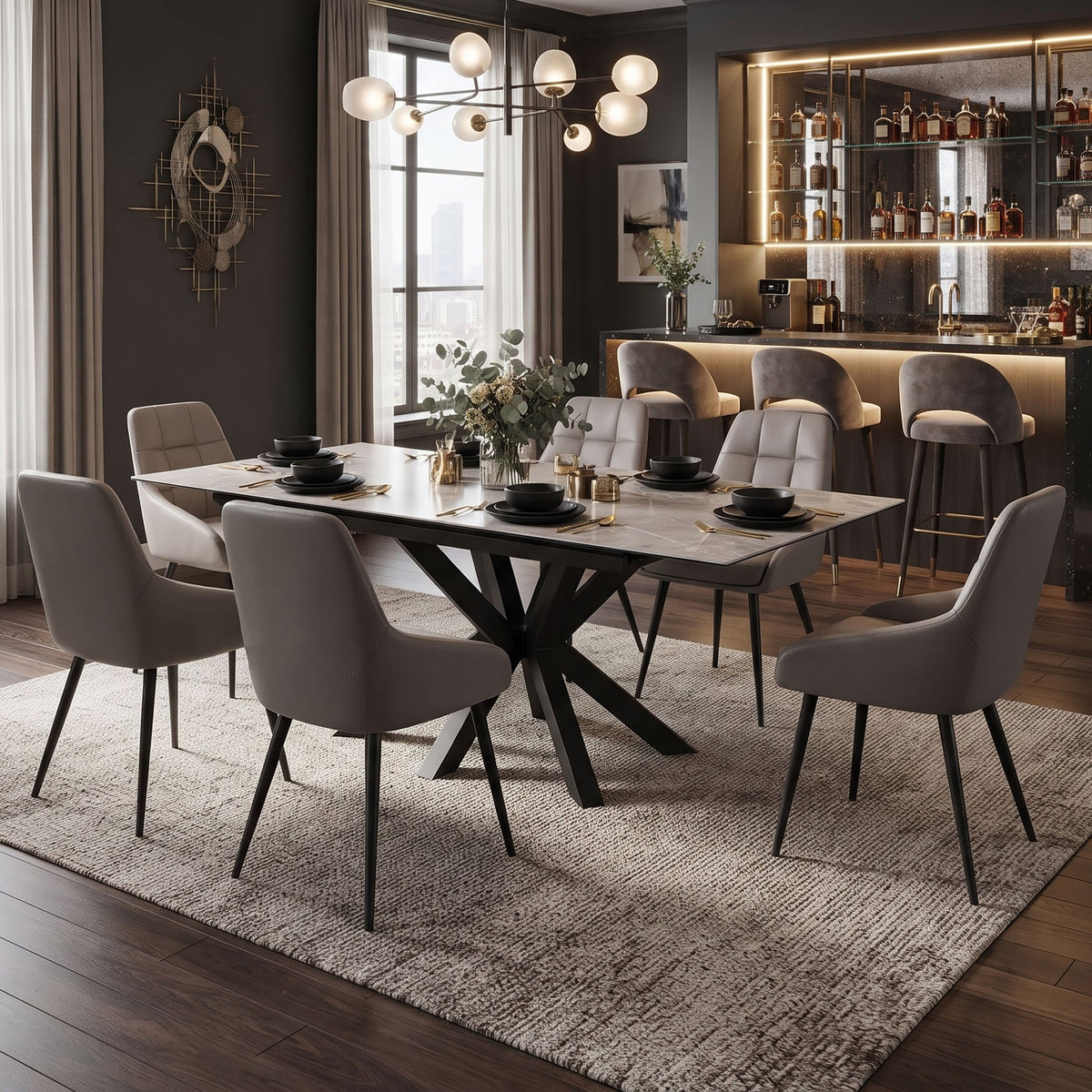 Palma Grey 140-180cm Extending Ceramic Dining Table