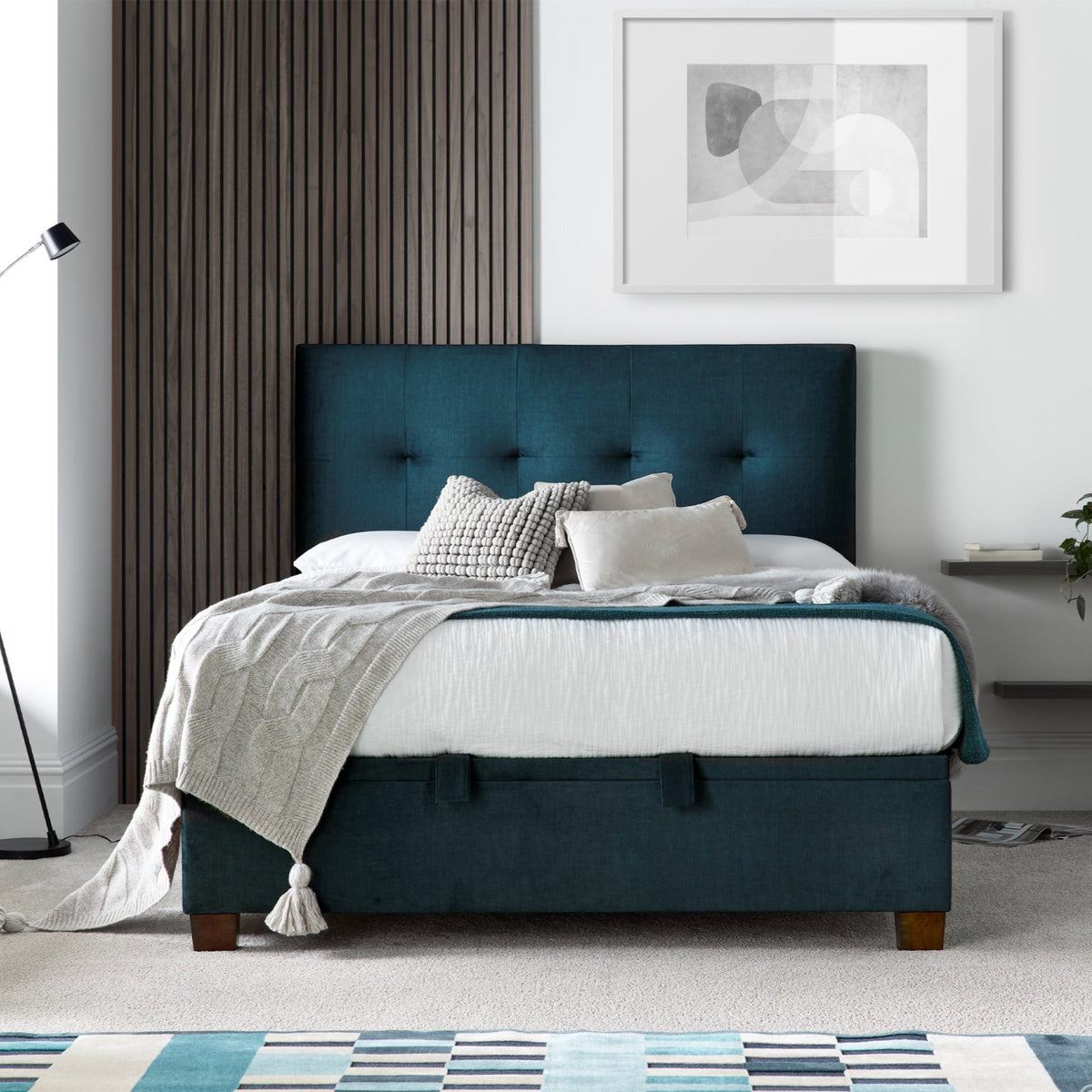 Southwick Velvet Ottoman Storage Bed Frame