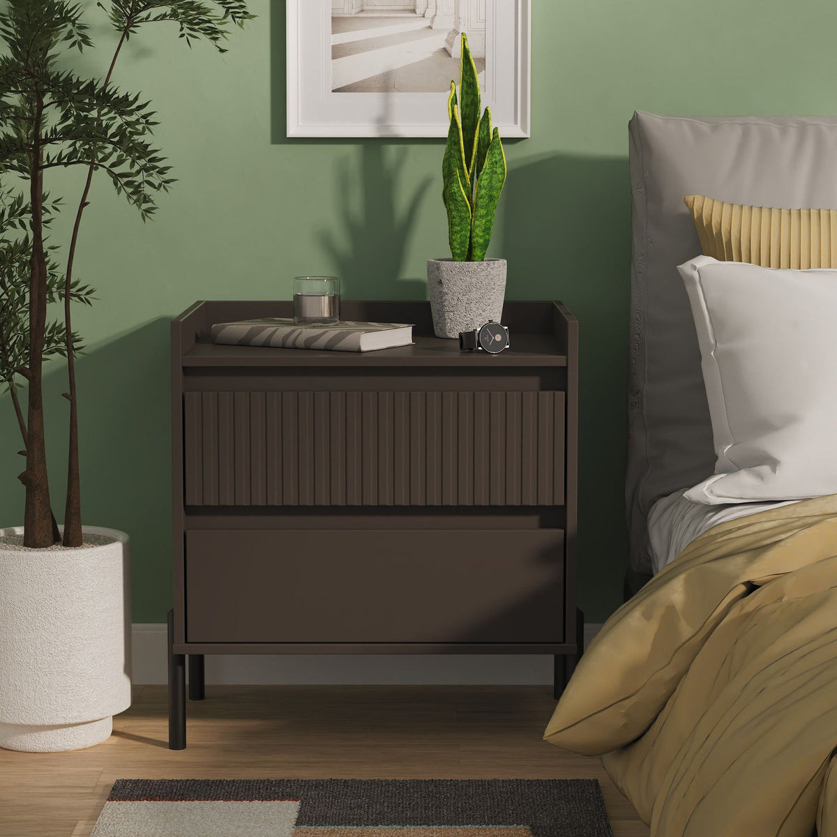 Kenton 2 Drawer Wide Bedside Table