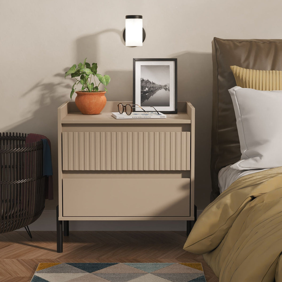 Kenton 2 Drawer Wide Bedside Table