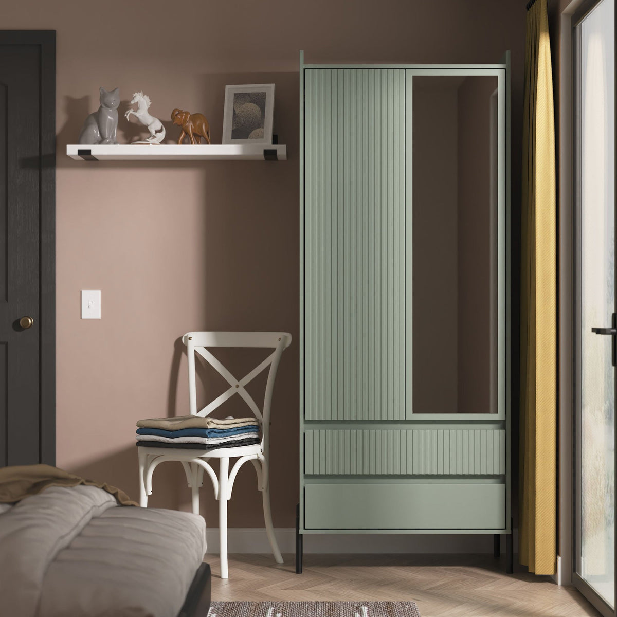 Kenton Double Mirrored Wardrobe With Drawers