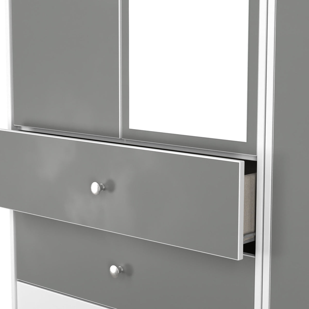 Bennet Tall Triple 2 Drawer Mirrored Wardrobe