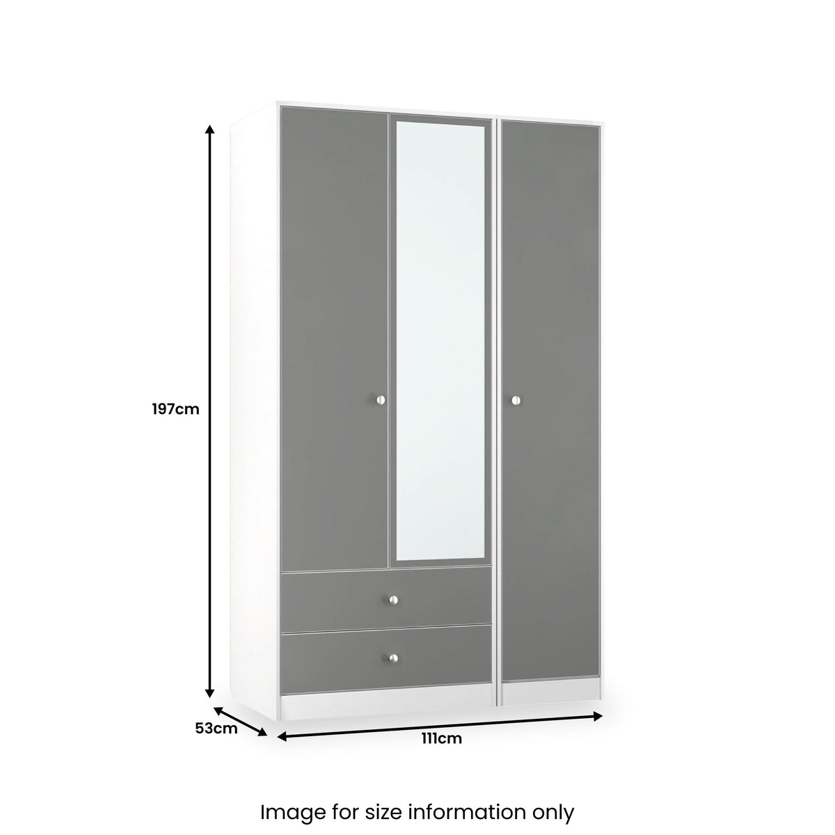 Bennet Tall Triple 2 Drawer Mirrored Wardrobe