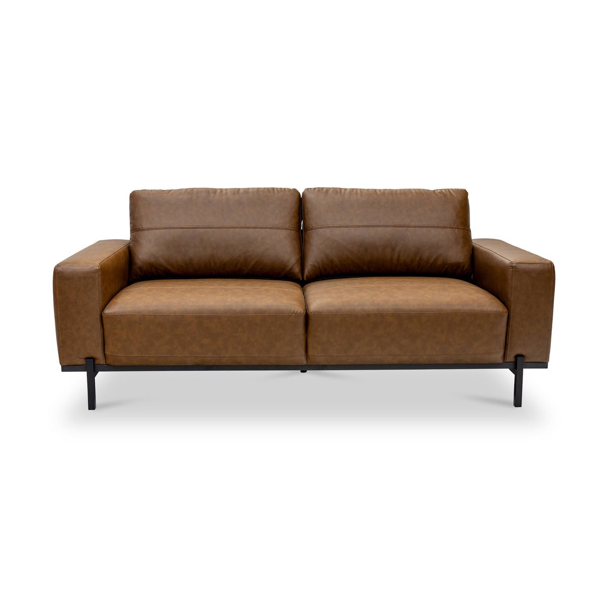 Umber Faux Leather 3 Seater Sofa
