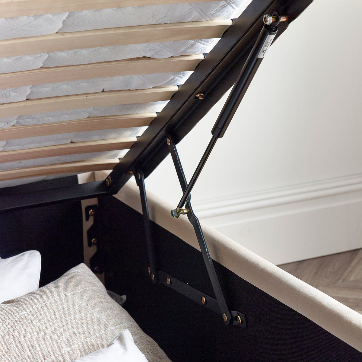 Sailsbury Velvet Ottoman Storage Bed Frame