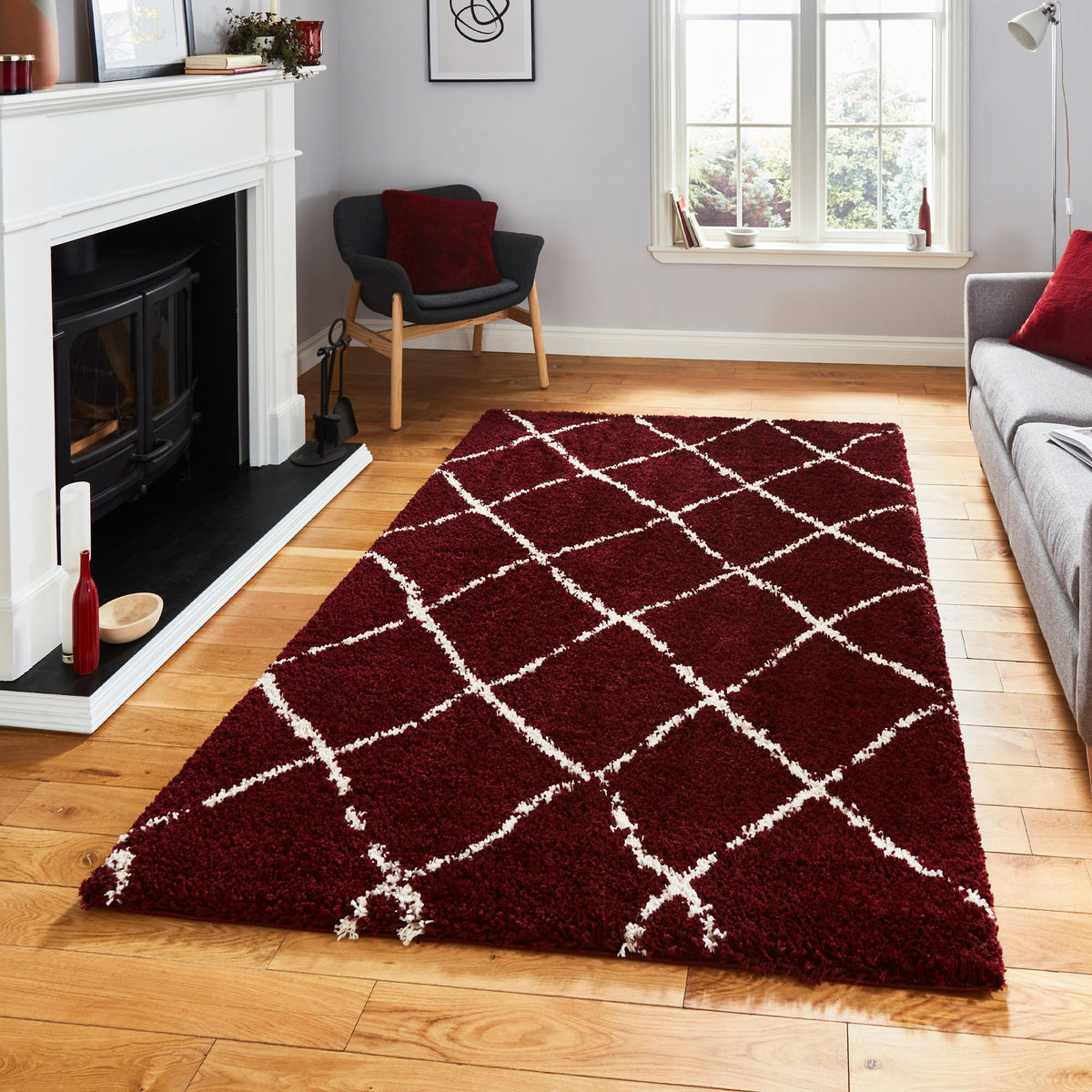 Durham Berber Diamond Shaggy Rug