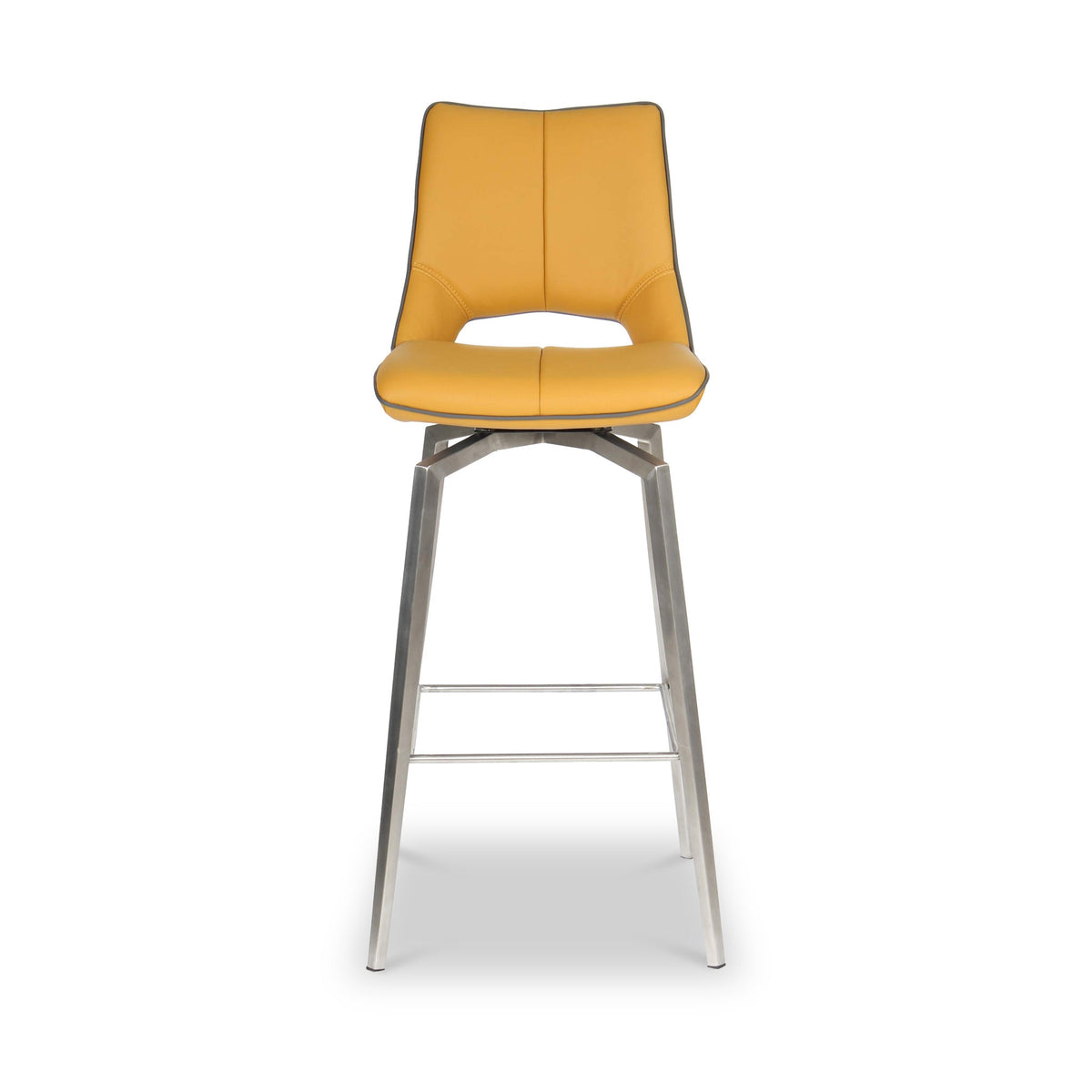 Ceri Self Returning Swivel Faux Leather Bar Stool